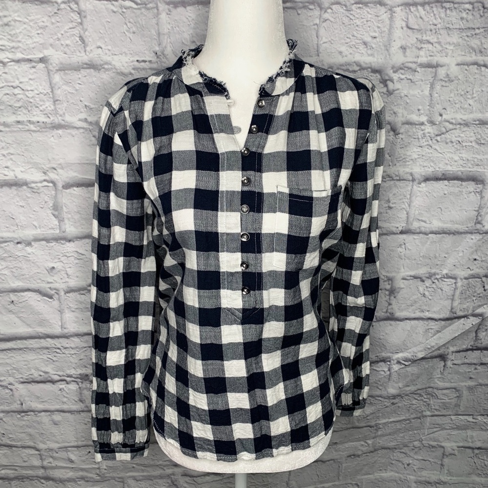 William Rast Long Sleeve 3/4 Buttoned Flannel/ Top